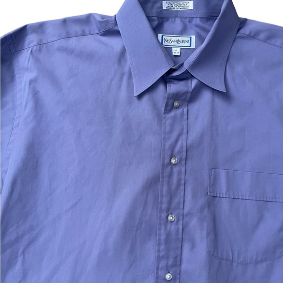 Vintage Yves Saint Laurent Purple Button-Up Dress Shirt Men’s 17 32/33 – Classic - Picture 4 of 10